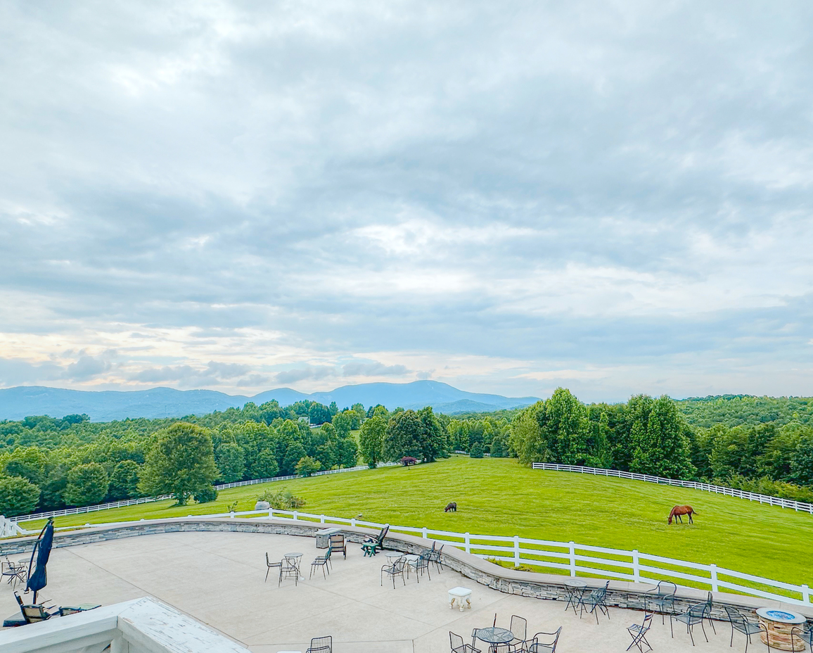 Image of the view from the private balcony in the Dovecote Room.