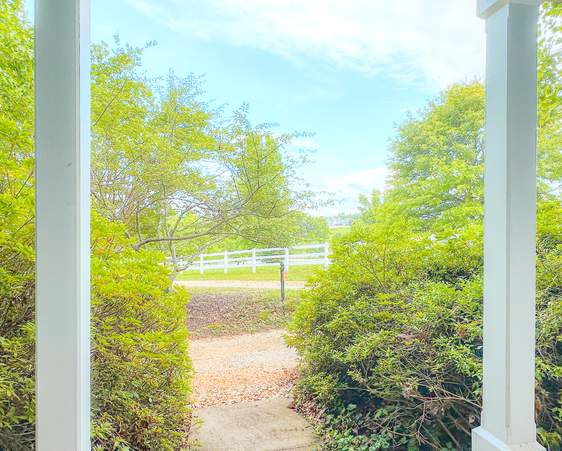 View from the private front porch at the Grainary Cottage.