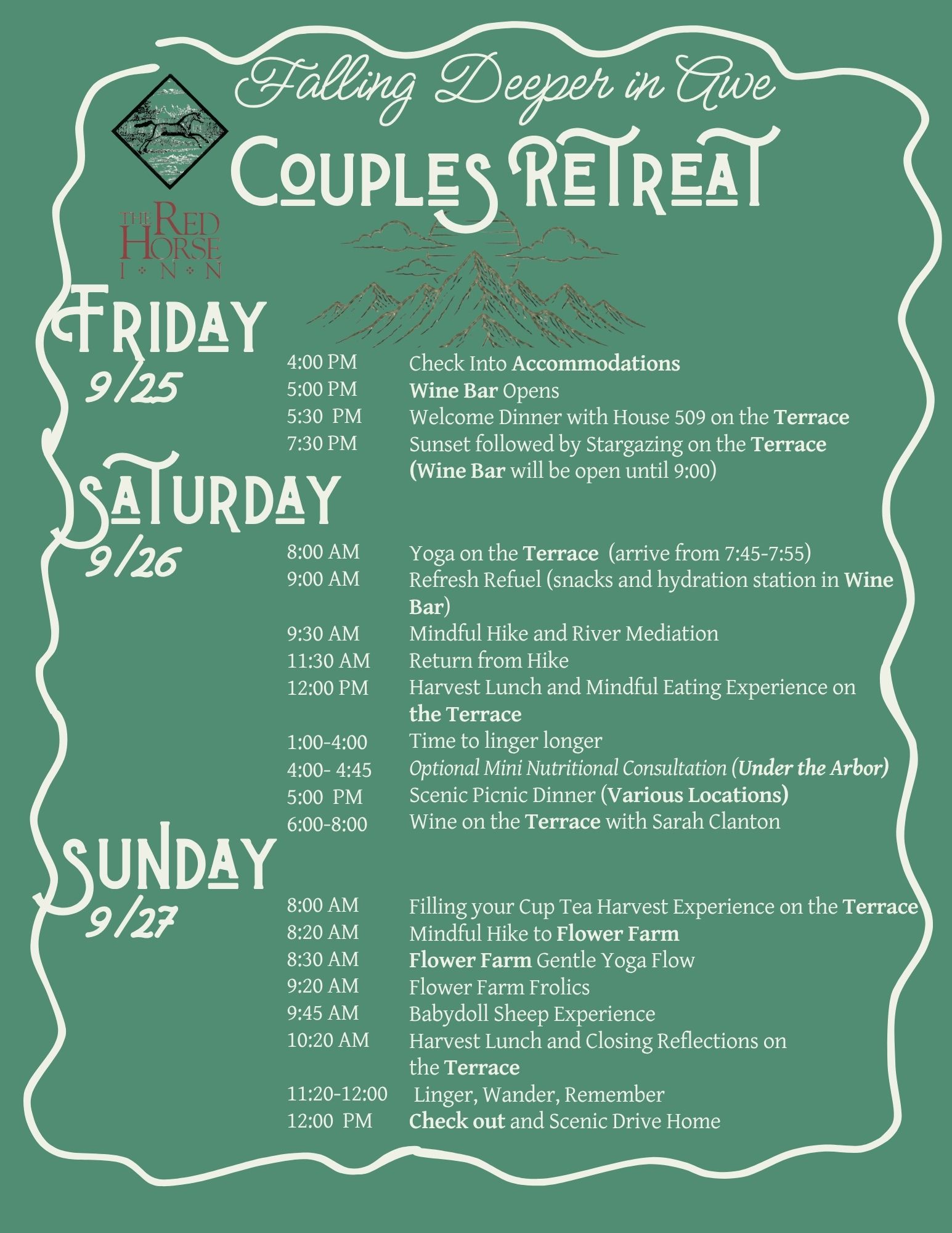 Schedule of events